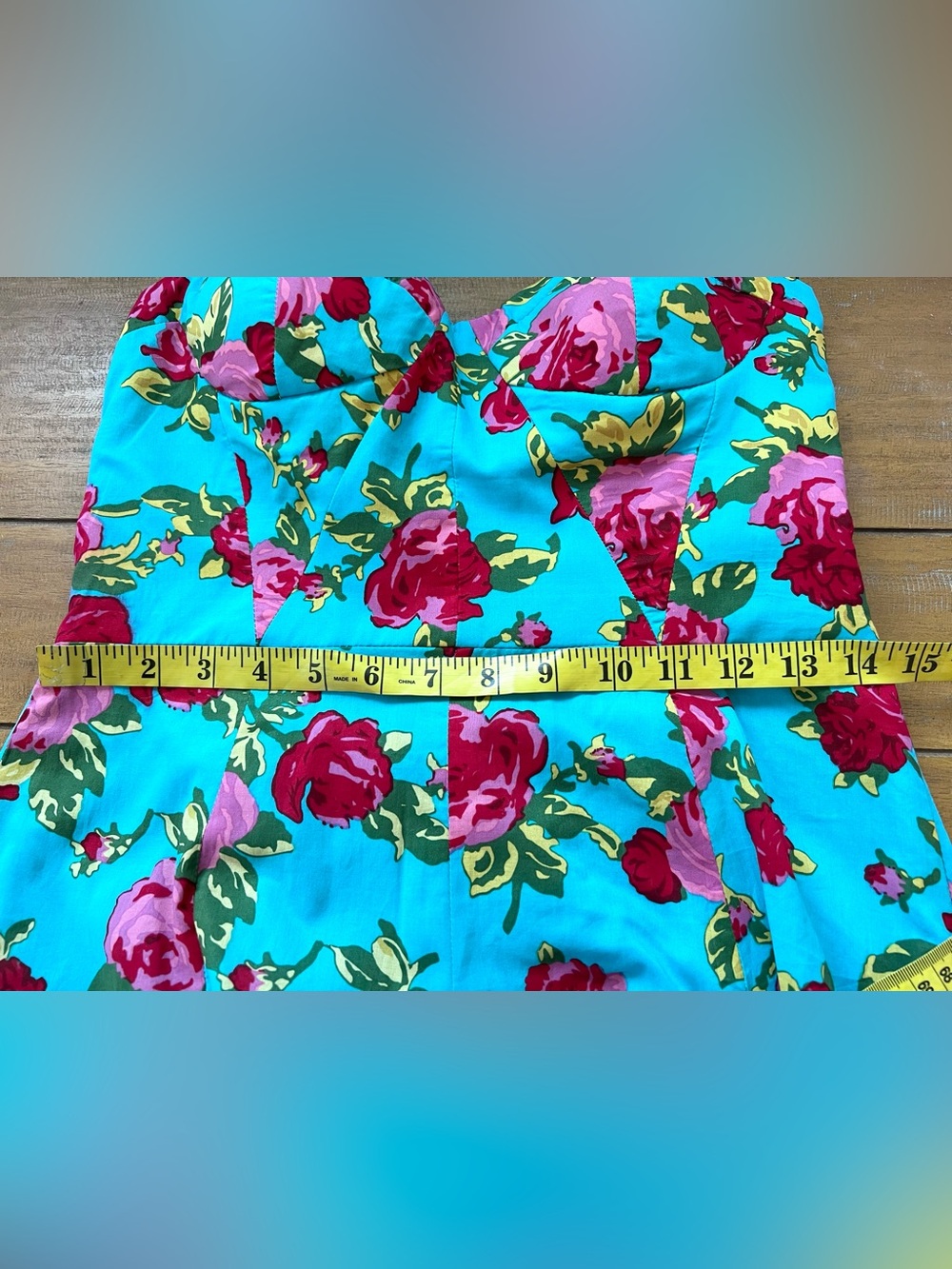 Betsey Johnson Turquoise Blue Floral Cotton Retro Halter Dress Fit And Flare 6 - Picture 14 of 14
